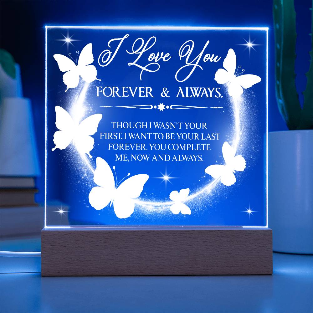 Butterfly Love Printed Square Shaped Acrylic Plaque