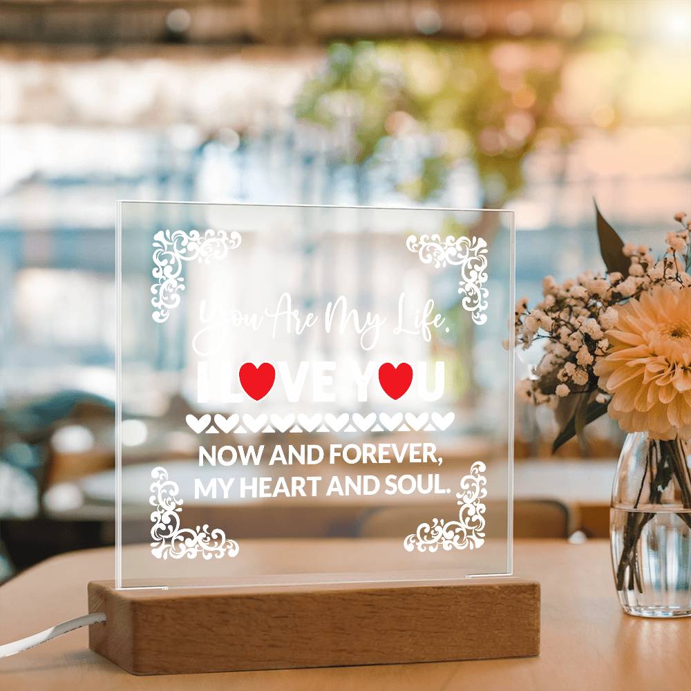 You Are My Life Printed Square Shaped Acrylic Plaque