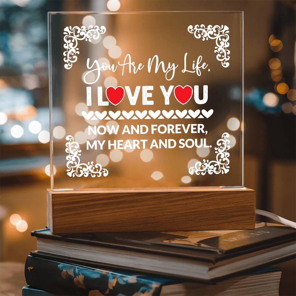 You Are My Life Printed Square Shaped Acrylic Plaque