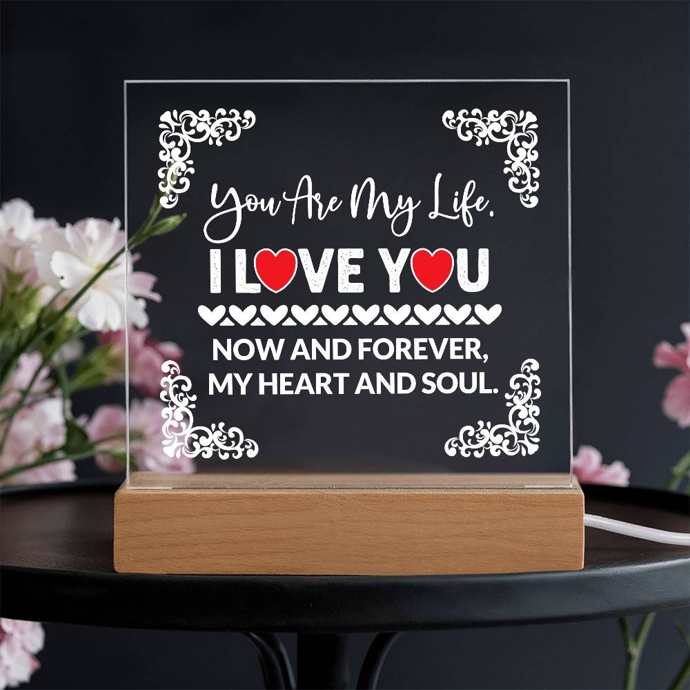 You Are My Life Printed Square Shaped Acrylic Plaque