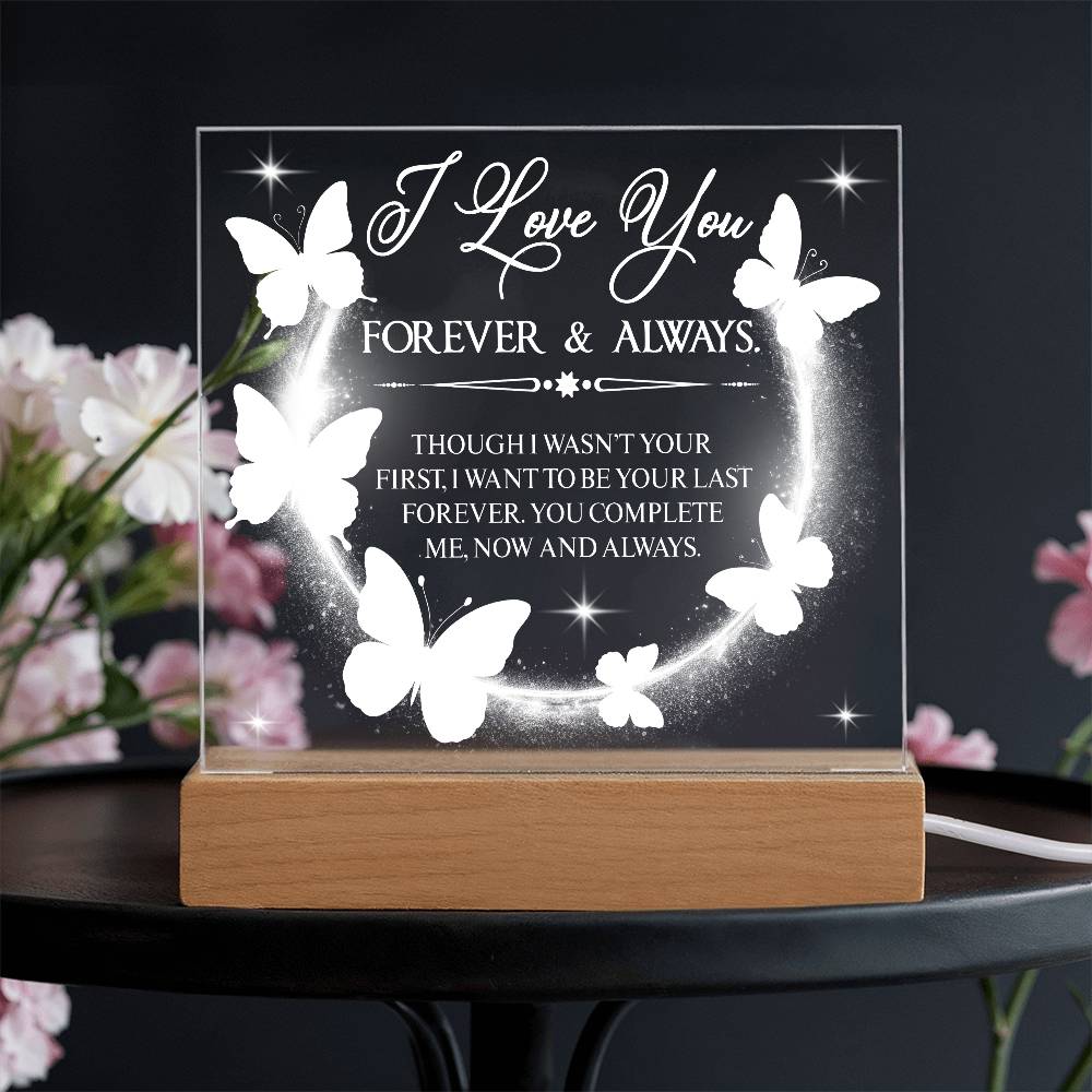 Butterfly Love Printed Square Shaped Acrylic Plaque