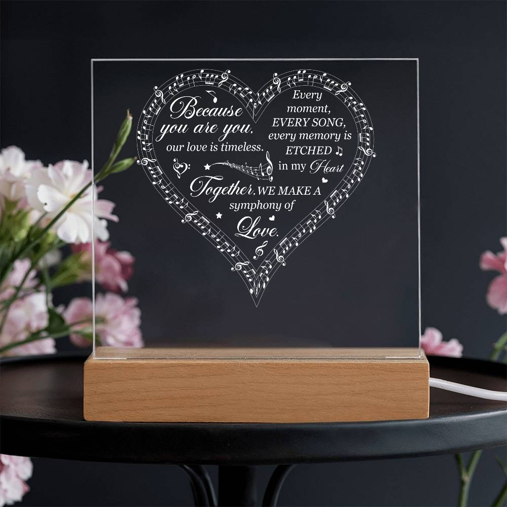 Symphony of Love Printed Square Shaped Acrylic Plaque