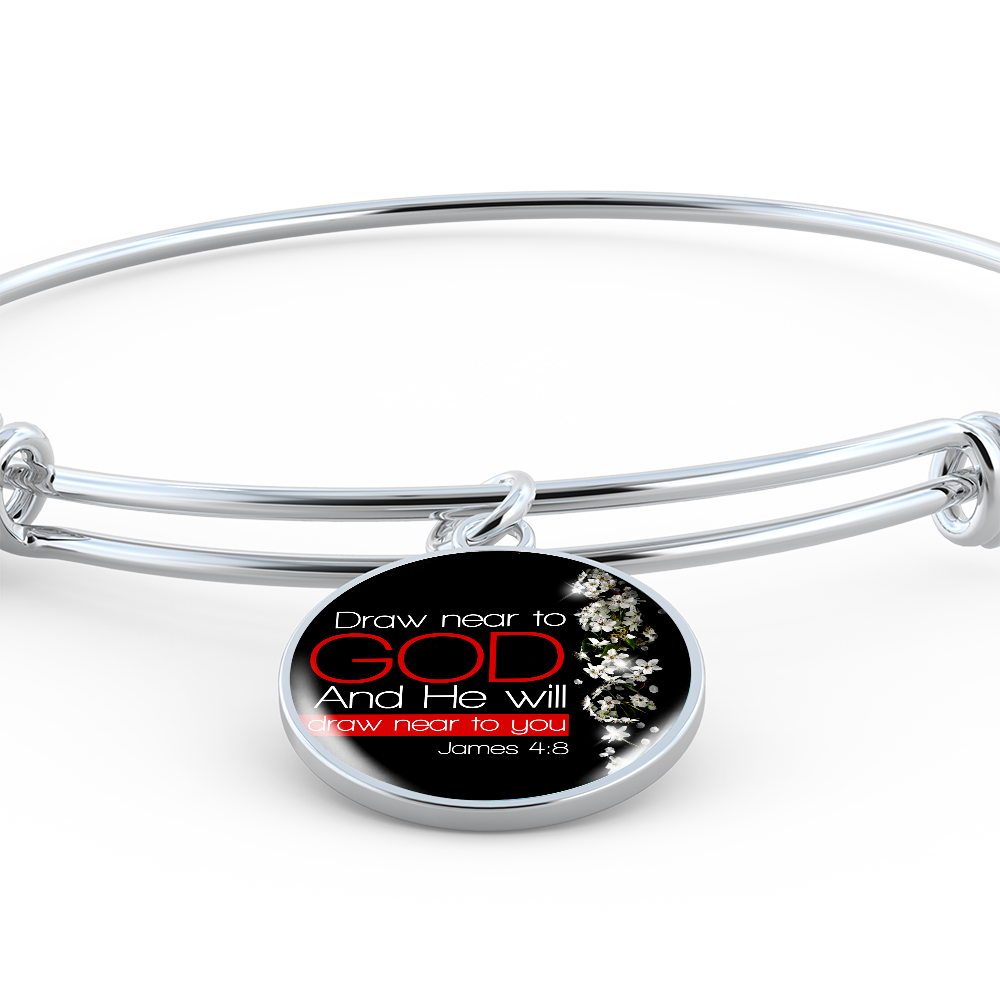 James 4:8  Draw Near to God  Christian Bracelet Circle Bangle