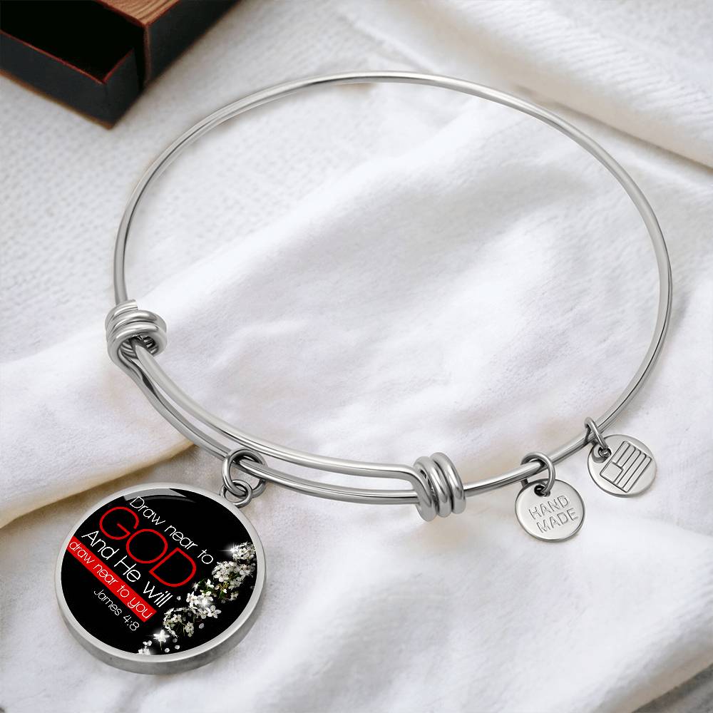 James 4:8  Draw Near to God  Christian Bracelet Circle Bangle