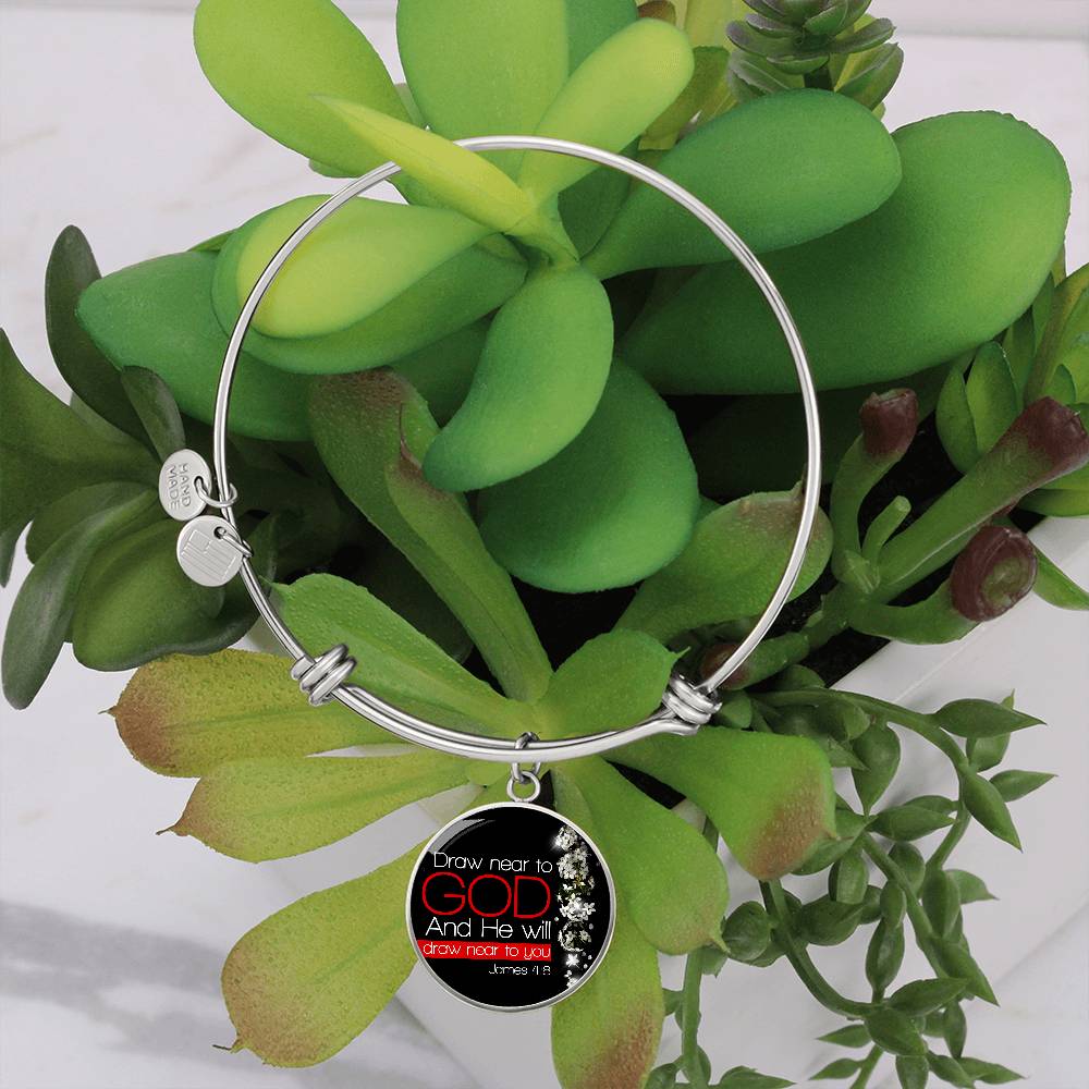 James 4:8  Draw Near to God  Christian Bracelet Circle Bangle