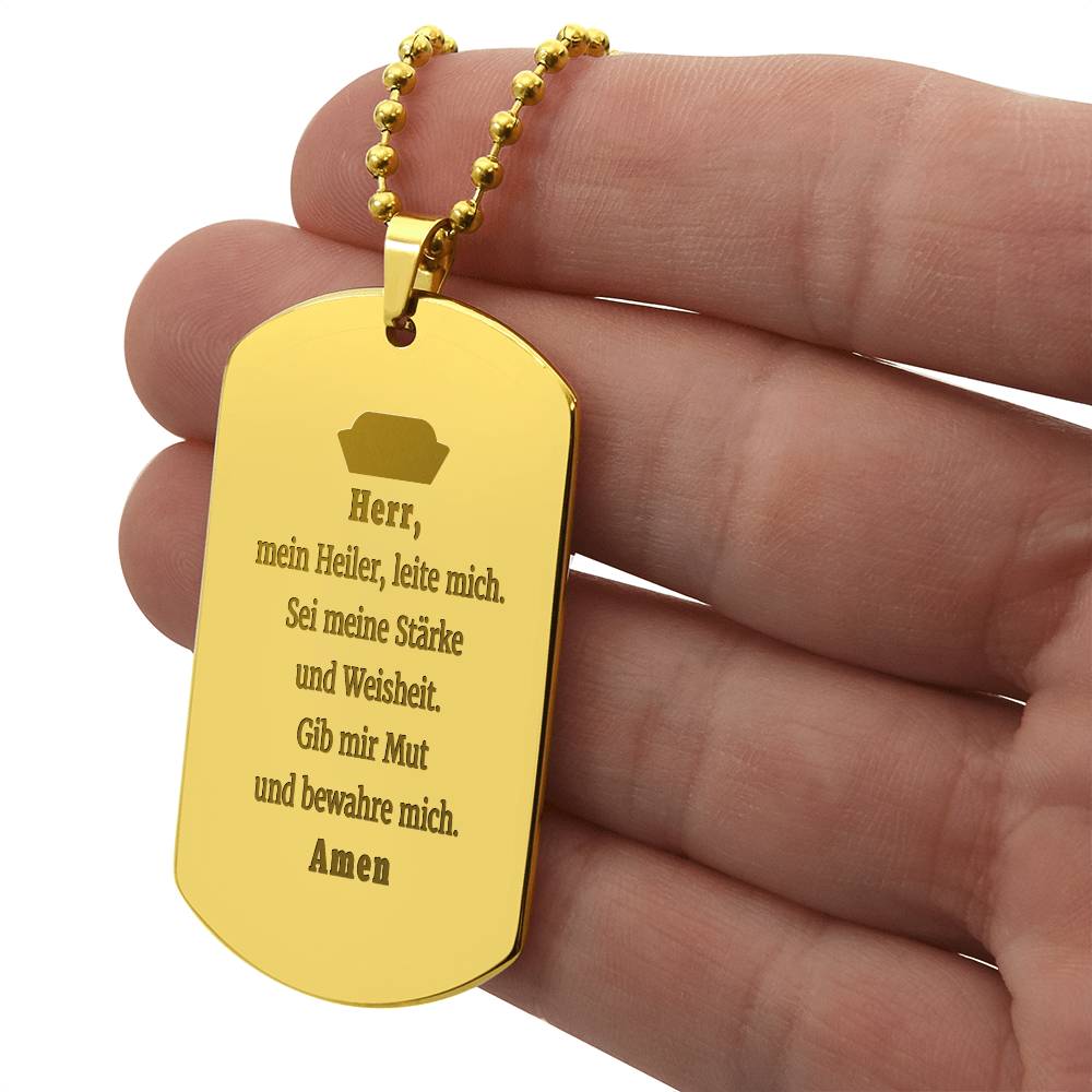 Krankenschwester Krankenpfleger Nurse Prayer Engraved Dog Tag Bible Necklace Stainless Steel or 18k Gold w 24" Chain
