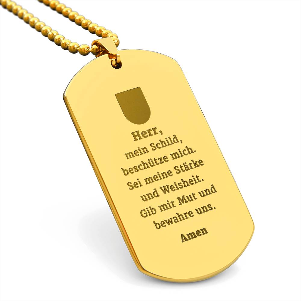 Polizeibeamter German Police Officer Prayer Engraved Dog Tag Bible Necklace Stainless Steel or 18k Gold w 24" Chain