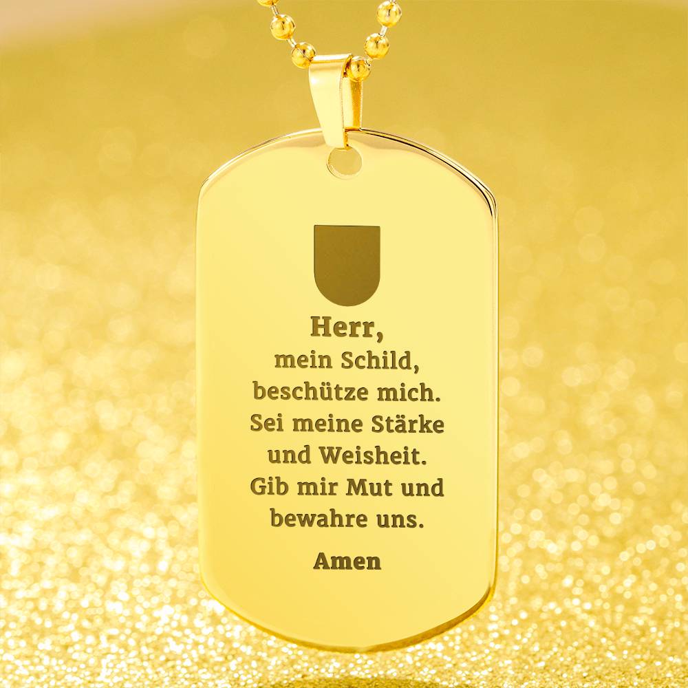 Polizeibeamter German Police Officer Prayer Engraved Dog Tag Bible Necklace Stainless Steel or 18k Gold w 24" Chain