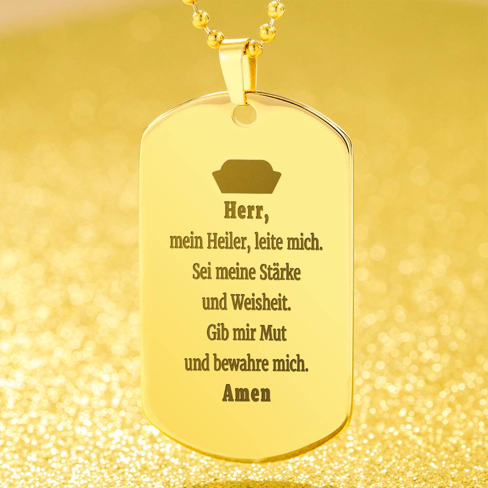 Krankenschwester Krankenpfleger Nurse Prayer Engraved Dog Tag Bible Necklace Stainless Steel or 18k Gold w 24" Chain