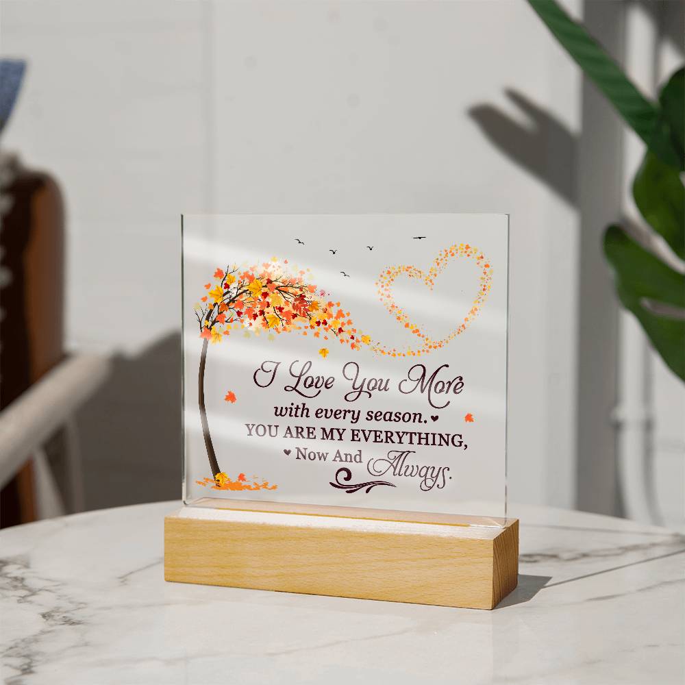 Love You More Printed Square Shaped Acrylic Plaque