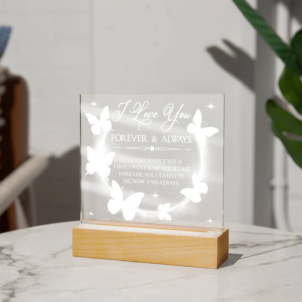 Butterfly Love Printed Square Shaped Acrylic Plaque