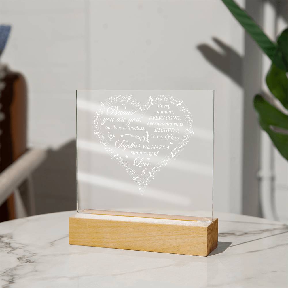 Symphony of Love Printed Square Shaped Acrylic Plaque