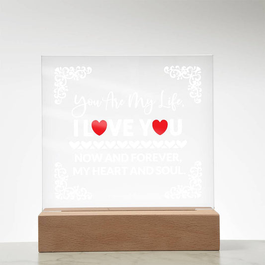 You Are My Life Printed Square Shaped Acrylic Plaque