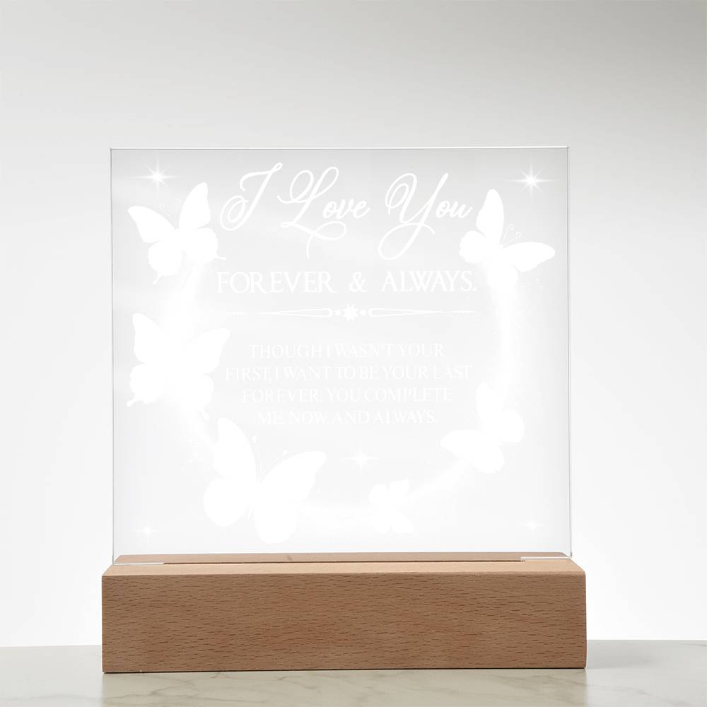 Butterfly Love Printed Square Shaped Acrylic Plaque