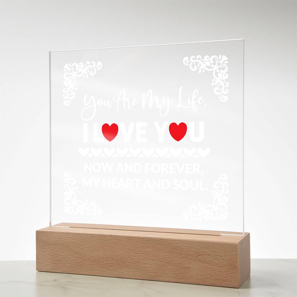 You Are My Life Printed Square Shaped Acrylic Plaque