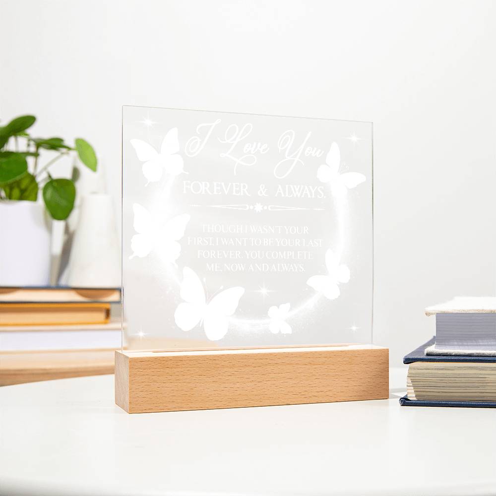 Butterfly Love Printed Square Shaped Acrylic Plaque