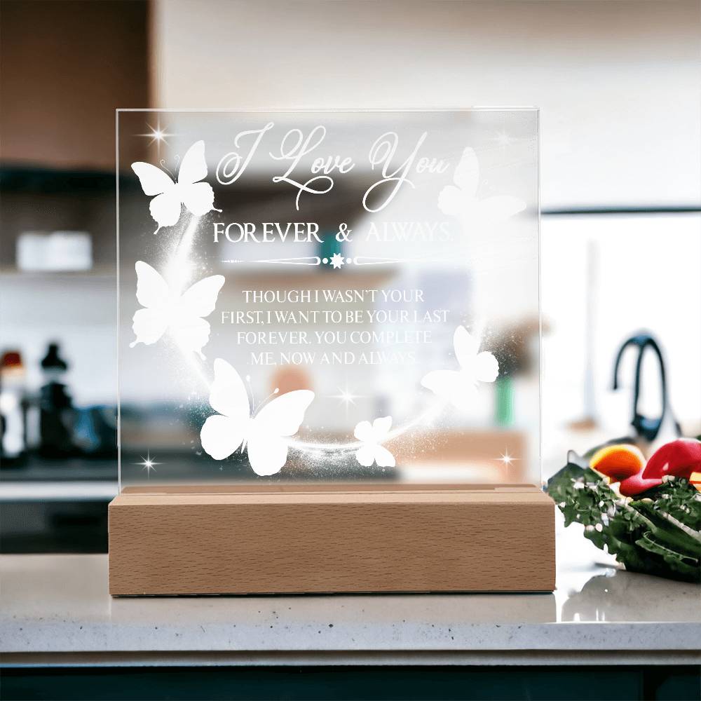 Butterfly Love Printed Square Shaped Acrylic Plaque