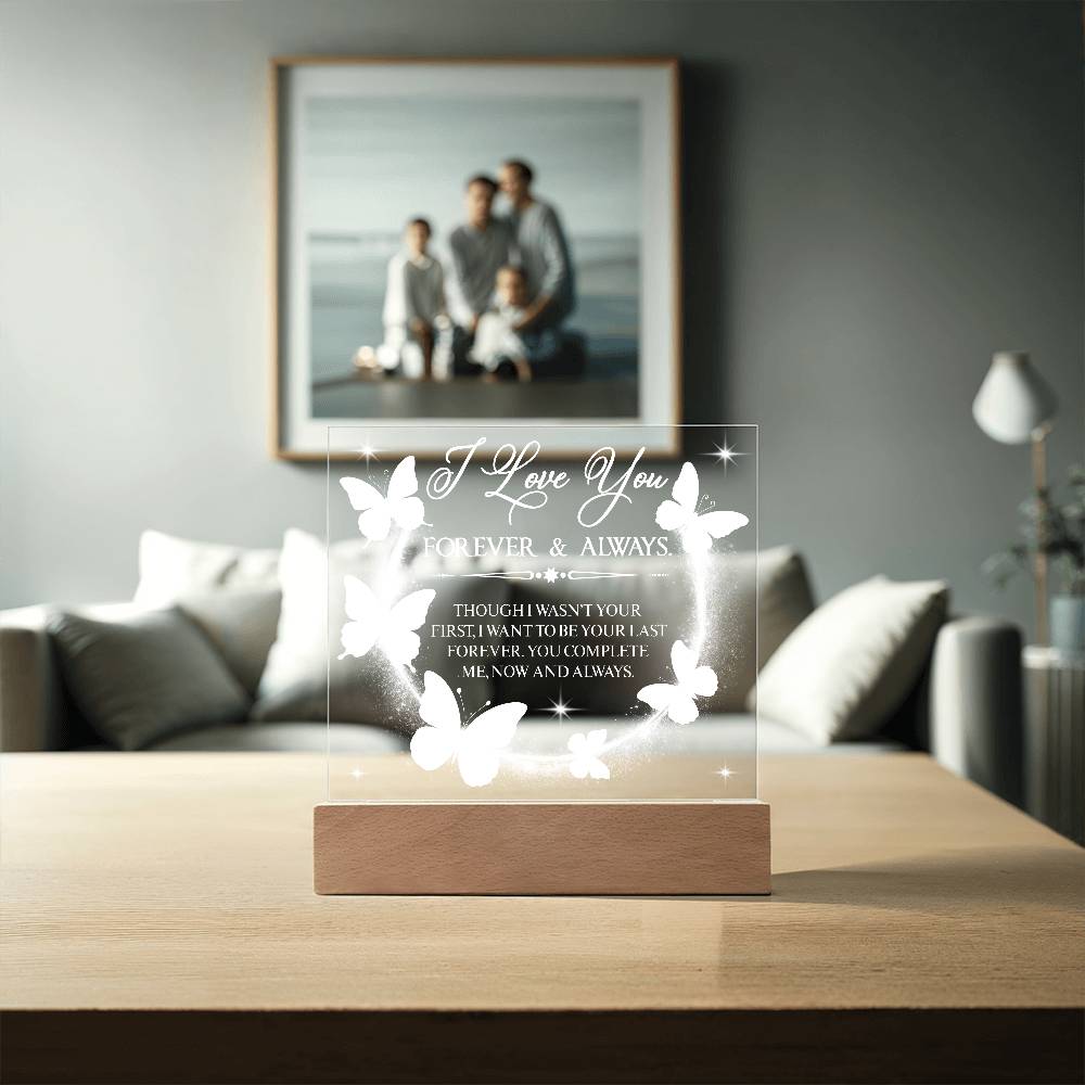 Butterfly Love Printed Square Shaped Acrylic Plaque