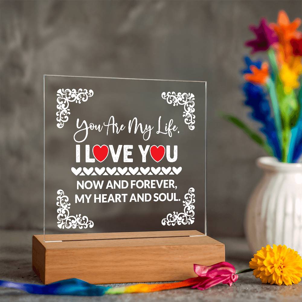 You Are My Life Printed Square Shaped Acrylic Plaque