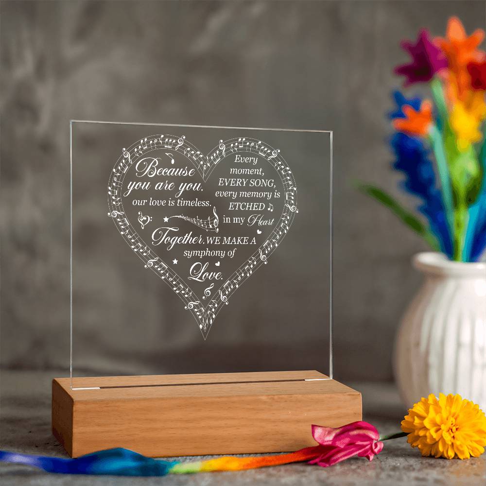 Symphony of Love Printed Square Shaped Acrylic Plaque