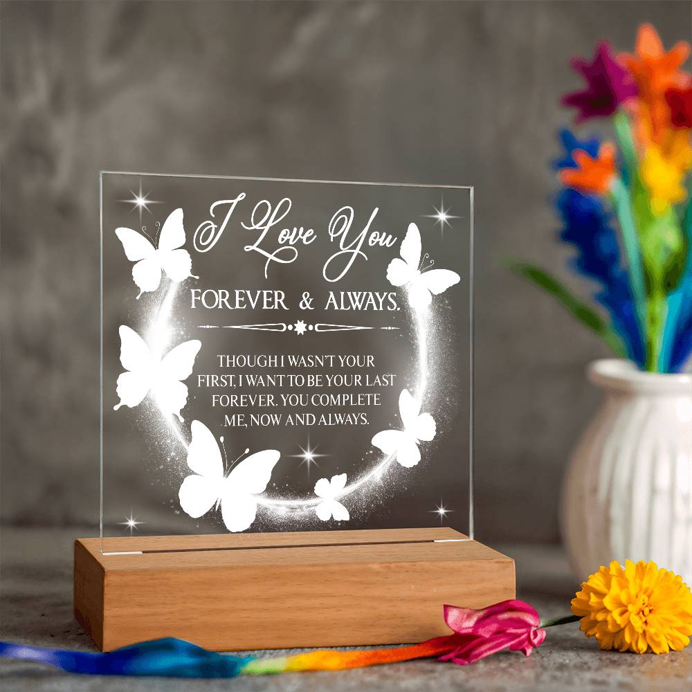 Butterfly Love Printed Square Shaped Acrylic Plaque