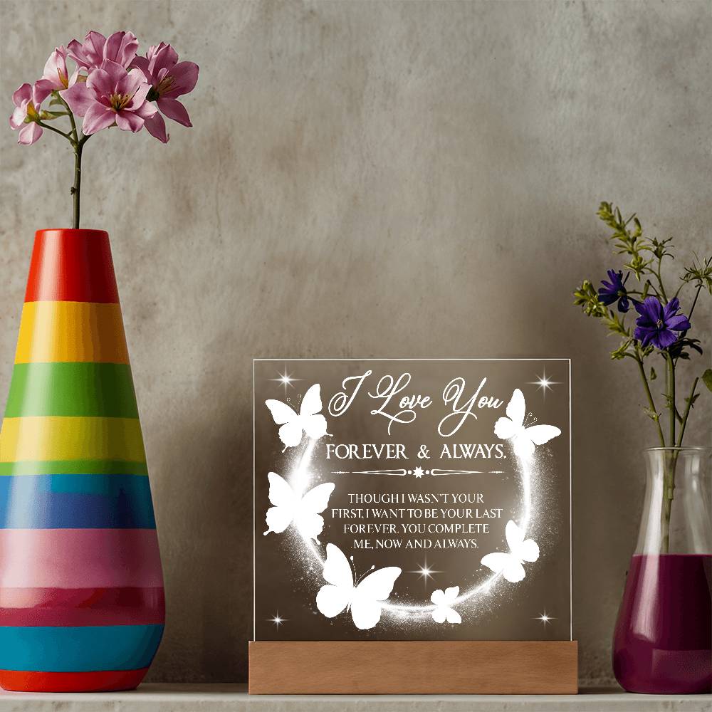 Butterfly Love Printed Square Shaped Acrylic Plaque