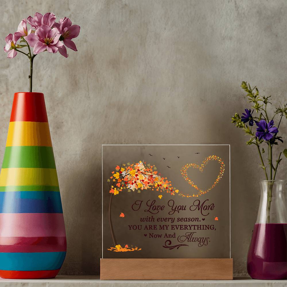 Love You More Printed Square Shaped Acrylic Plaque
