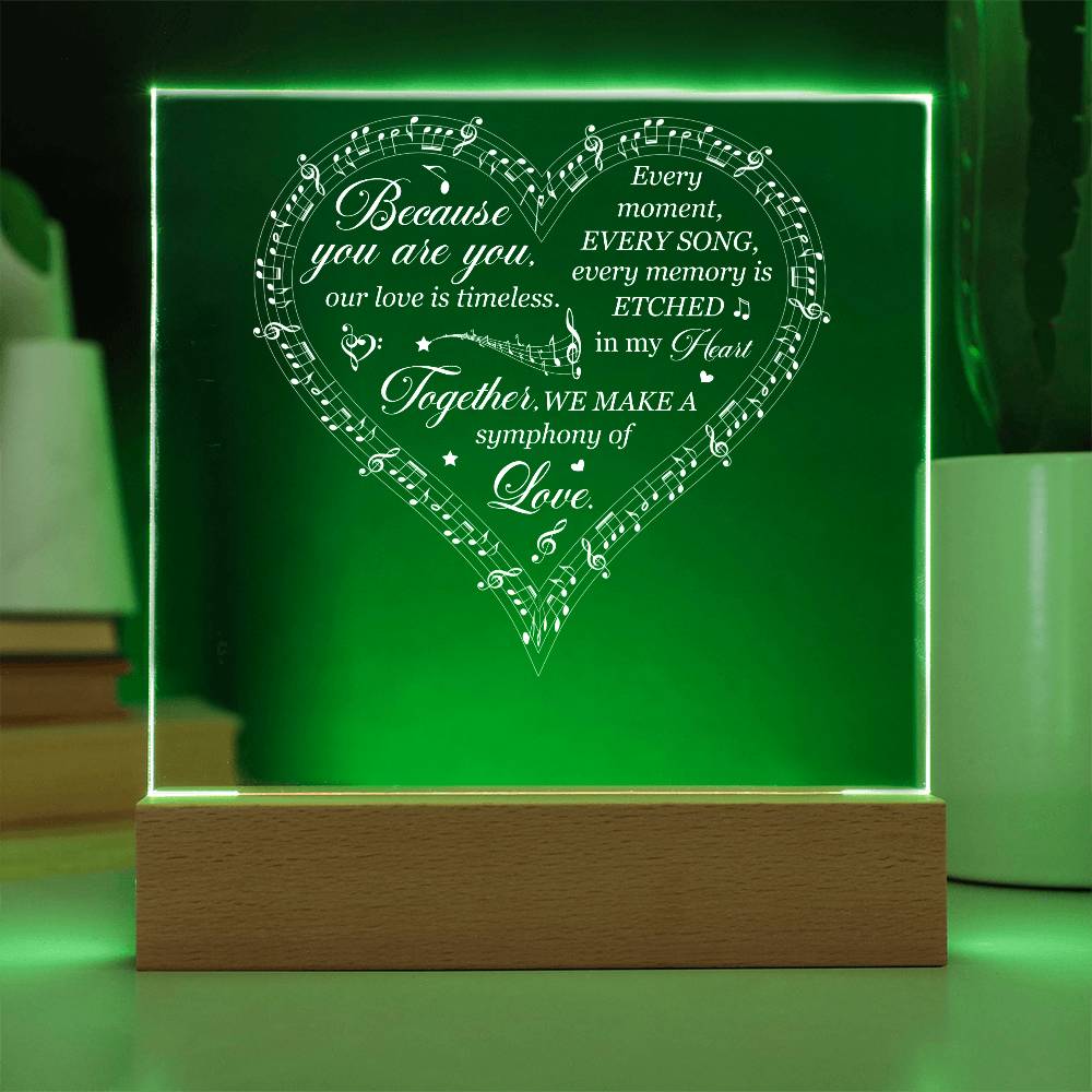 Symphony of Love Printed Square Shaped Acrylic Plaque