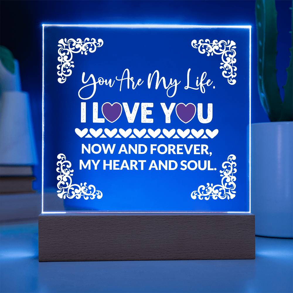 You Are My Life Printed Square Shaped Acrylic Plaque