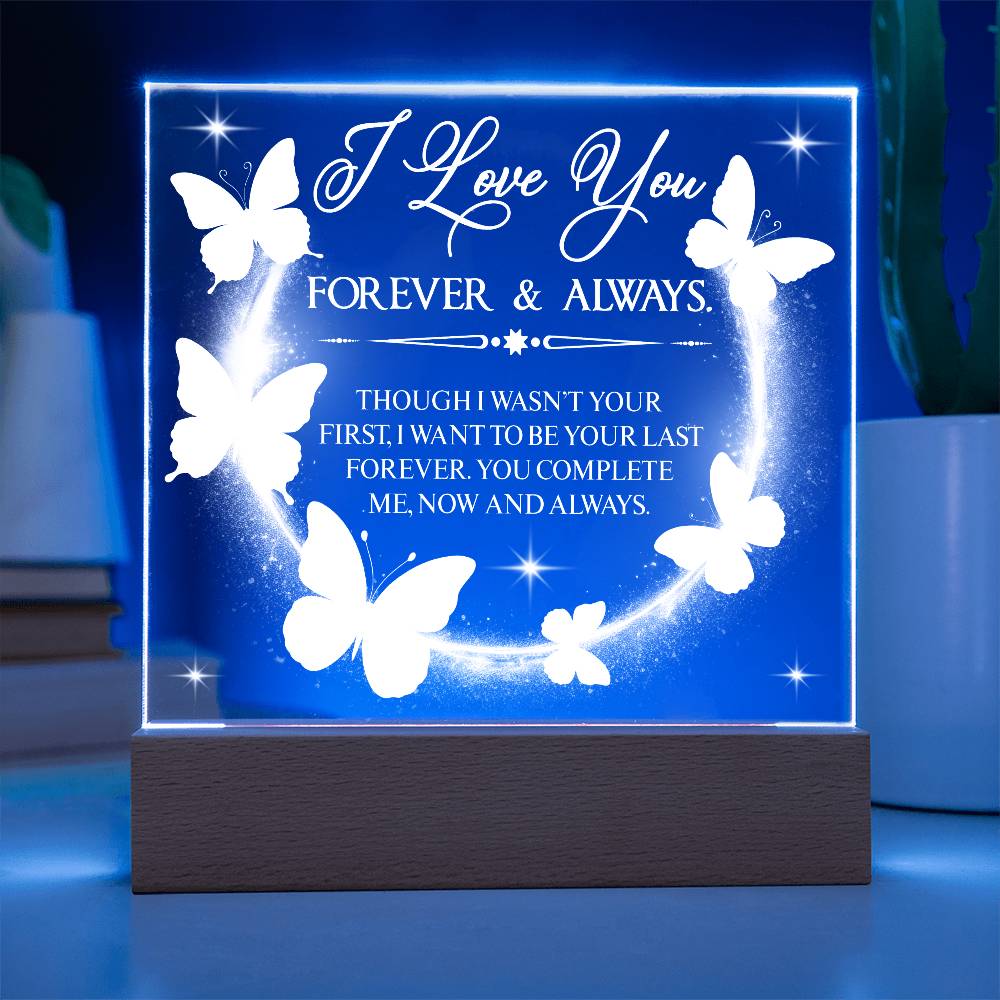 Butterfly Love Printed Square Shaped Acrylic Plaque