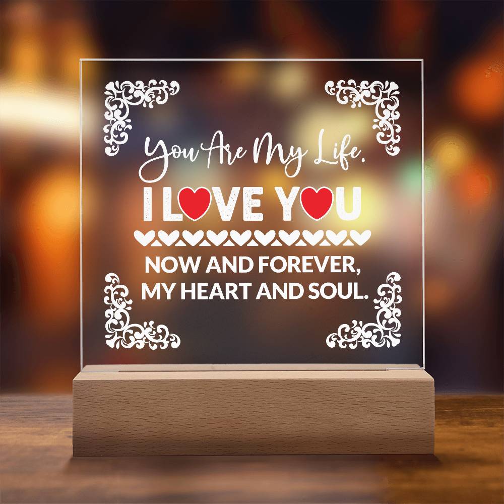 You Are My Life Printed Square Shaped Acrylic Plaque