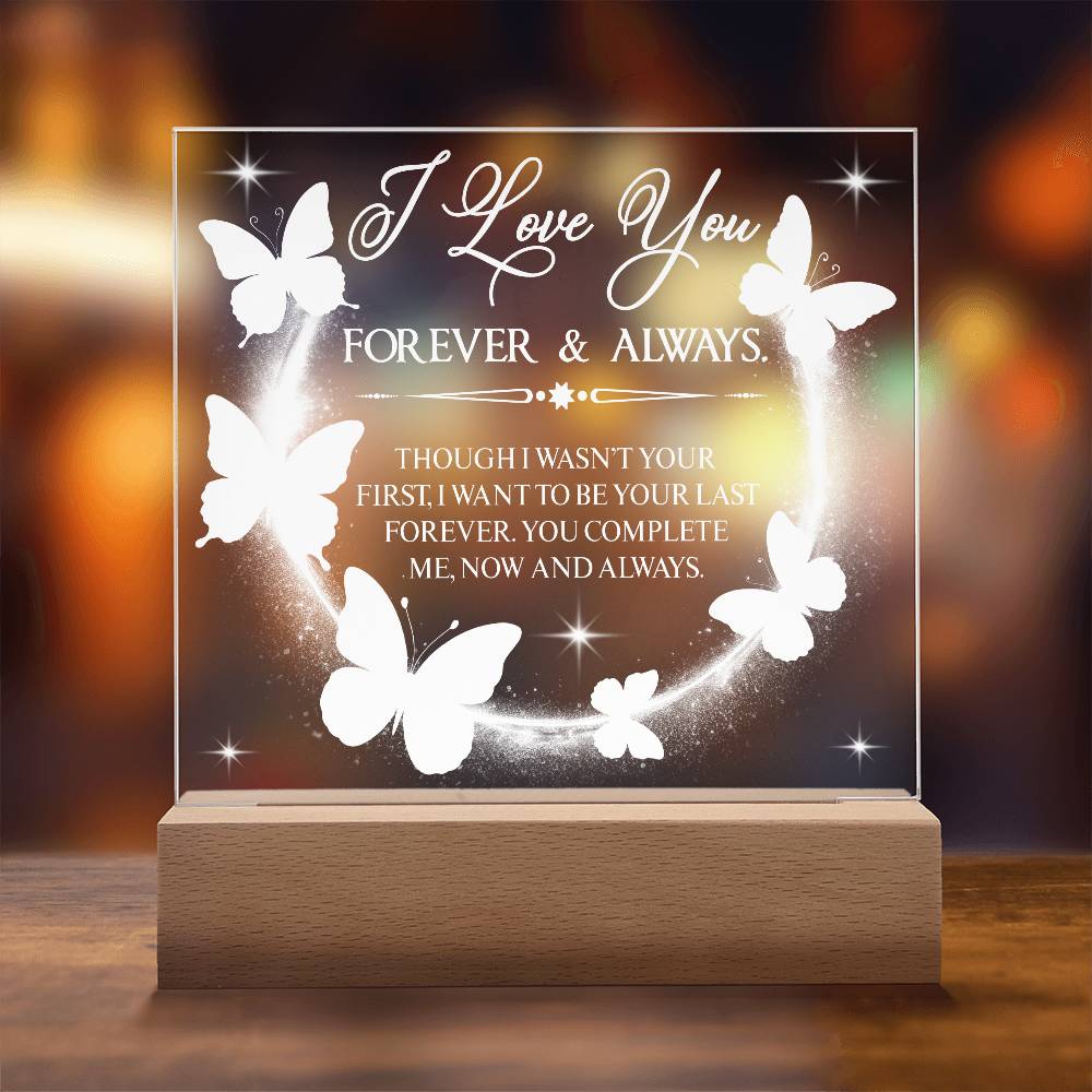Butterfly Love Printed Square Shaped Acrylic Plaque