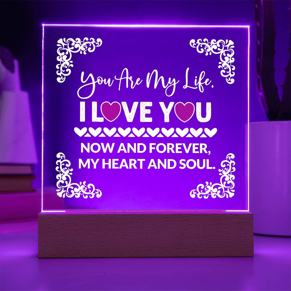 You Are My Life Printed Square Shaped Acrylic Plaque
