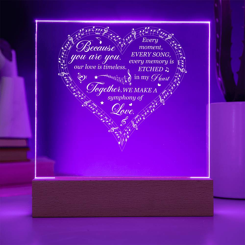 Symphony of Love Printed Square Shaped Acrylic Plaque