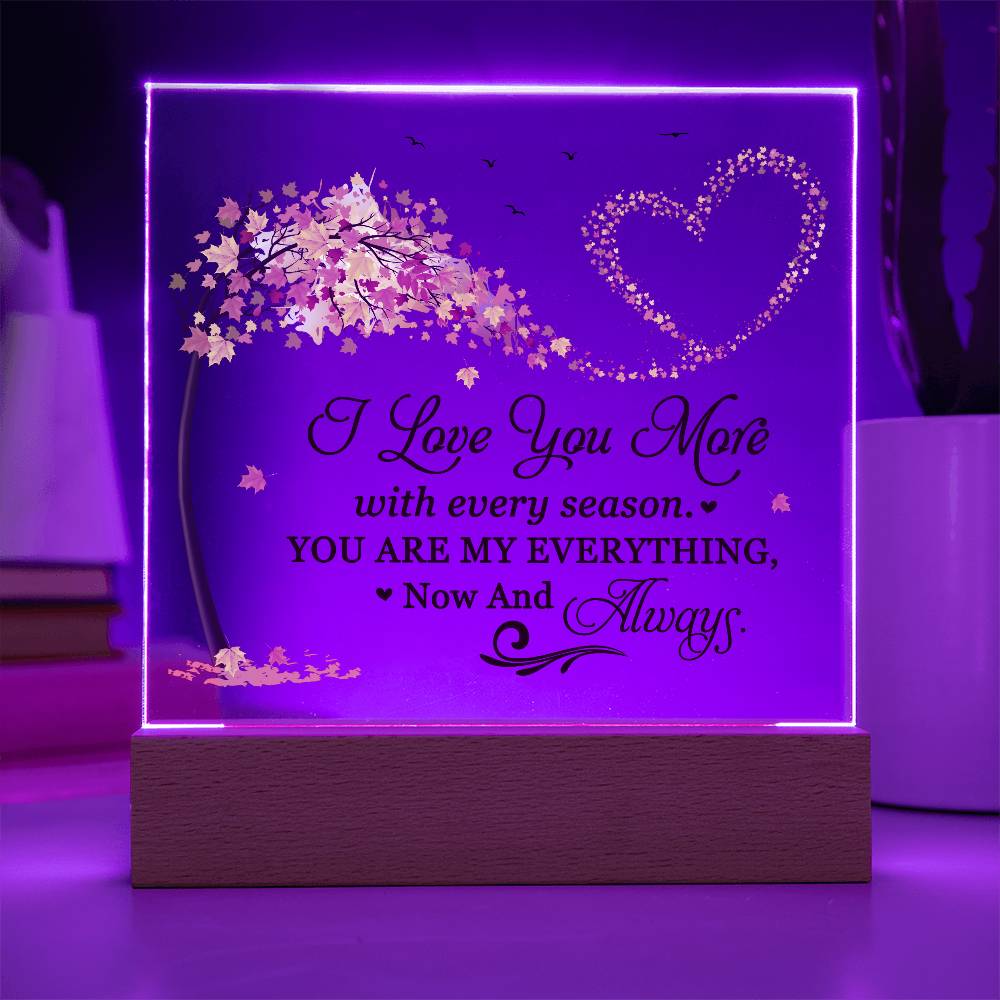 Love You More Printed Square Shaped Acrylic Plaque