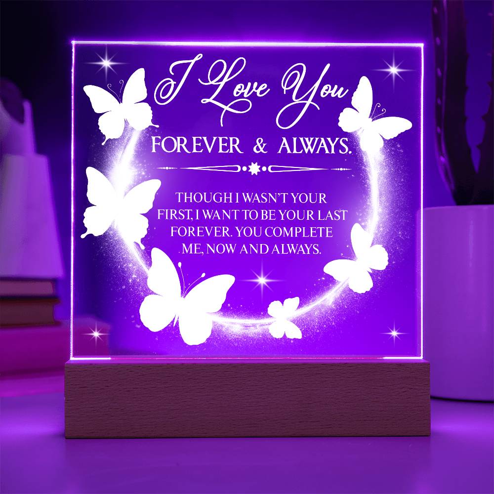 Butterfly Love Printed Square Shaped Acrylic Plaque
