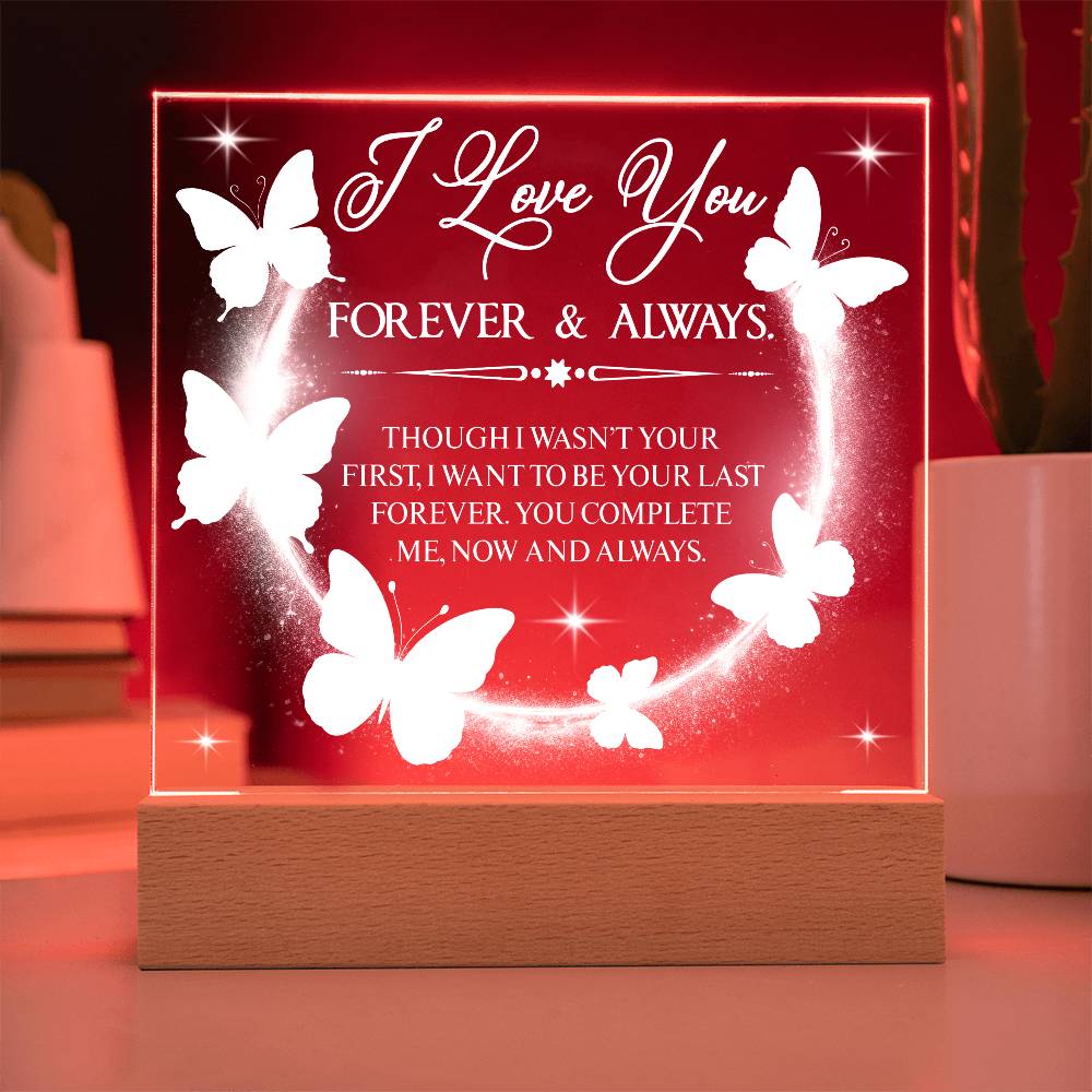 Butterfly Love Printed Square Shaped Acrylic Plaque