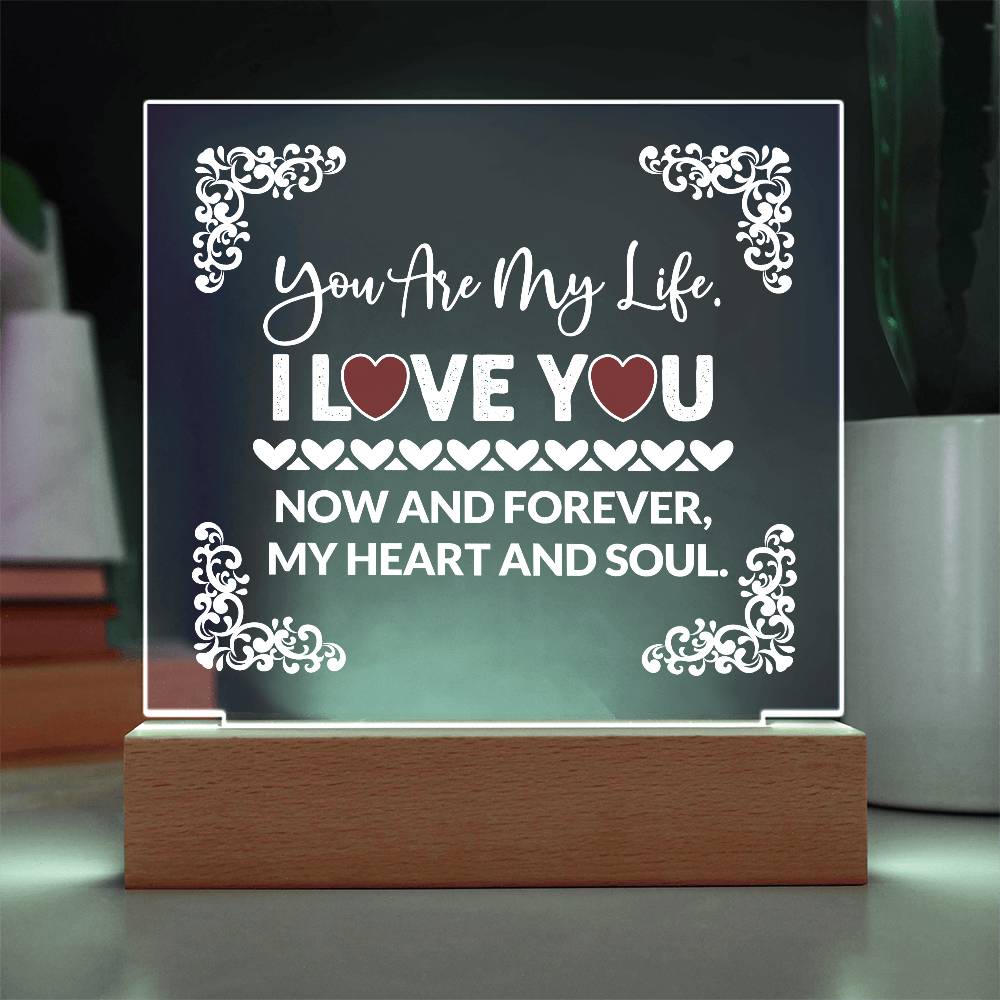 You Are My Life Printed Square Shaped Acrylic Plaque