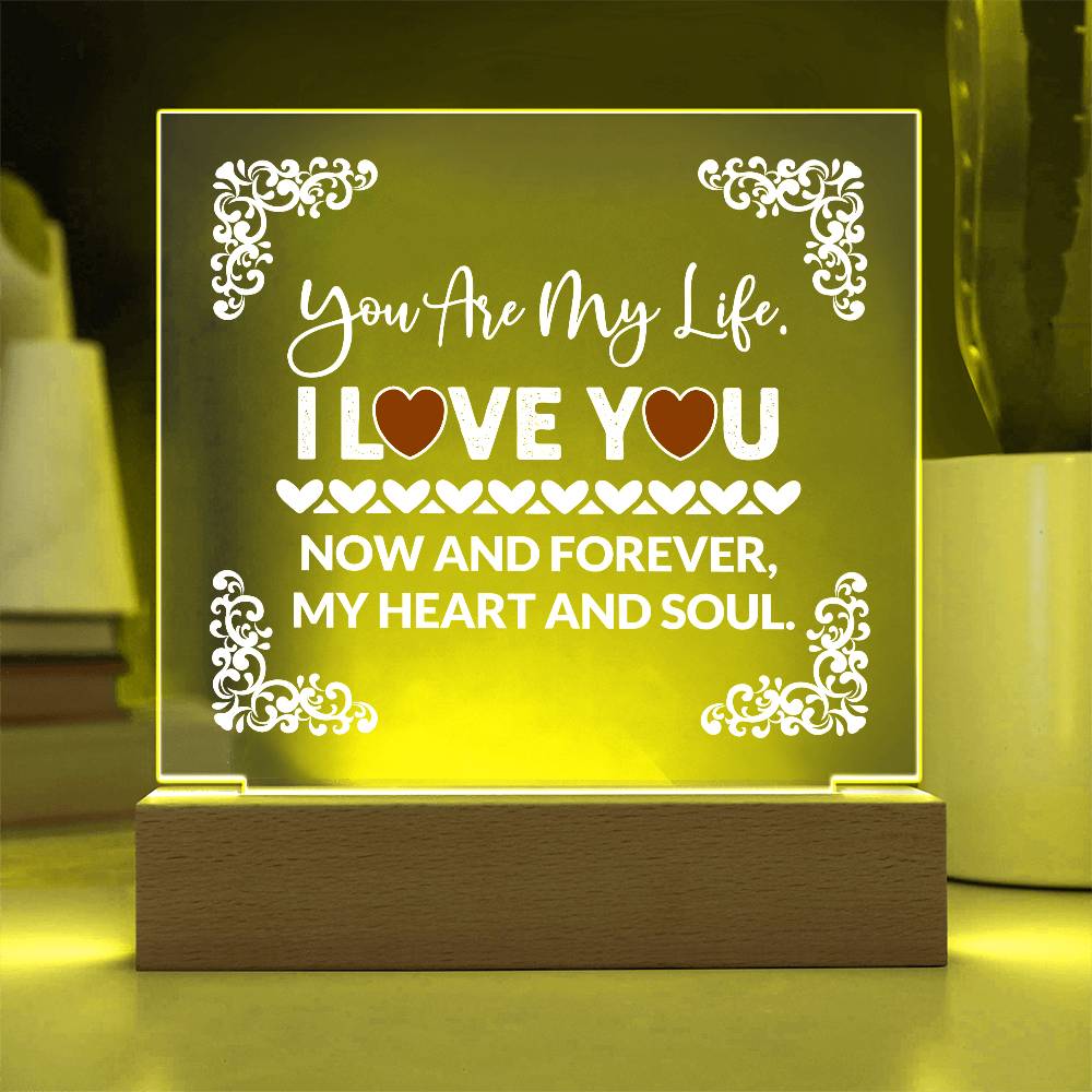 You Are My Life Printed Square Shaped Acrylic Plaque