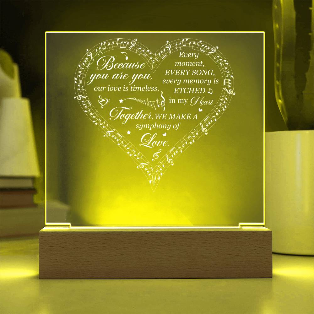 Symphony of Love Printed Square Shaped Acrylic Plaque