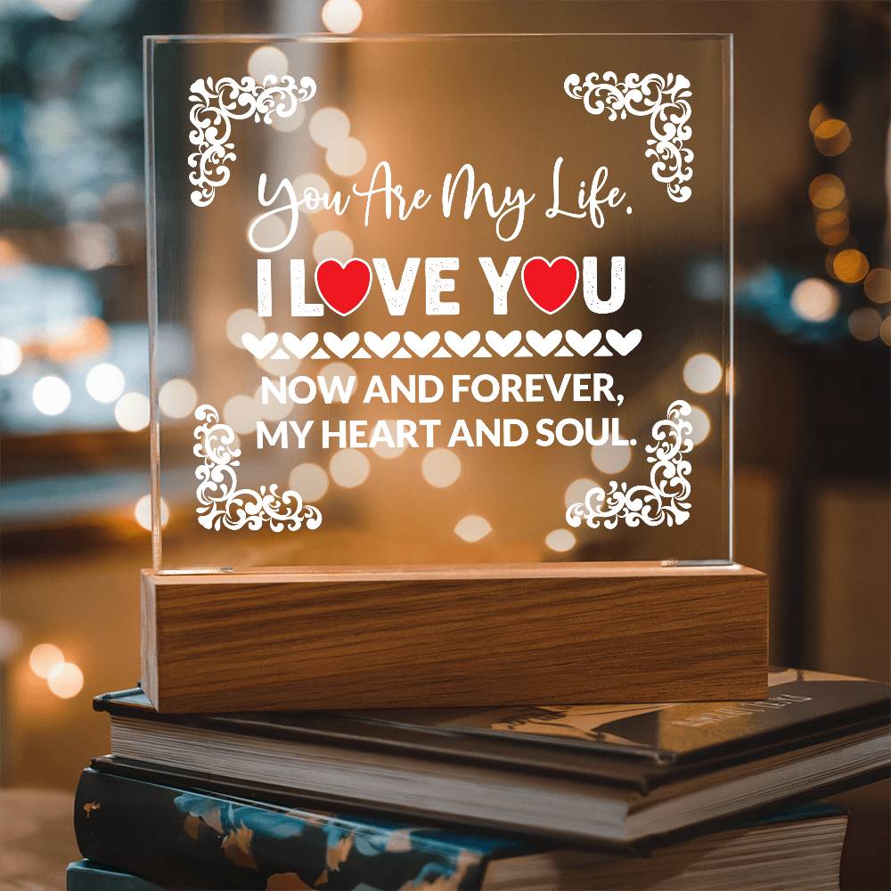 You Are My Life Printed Square Shaped Acrylic Plaque