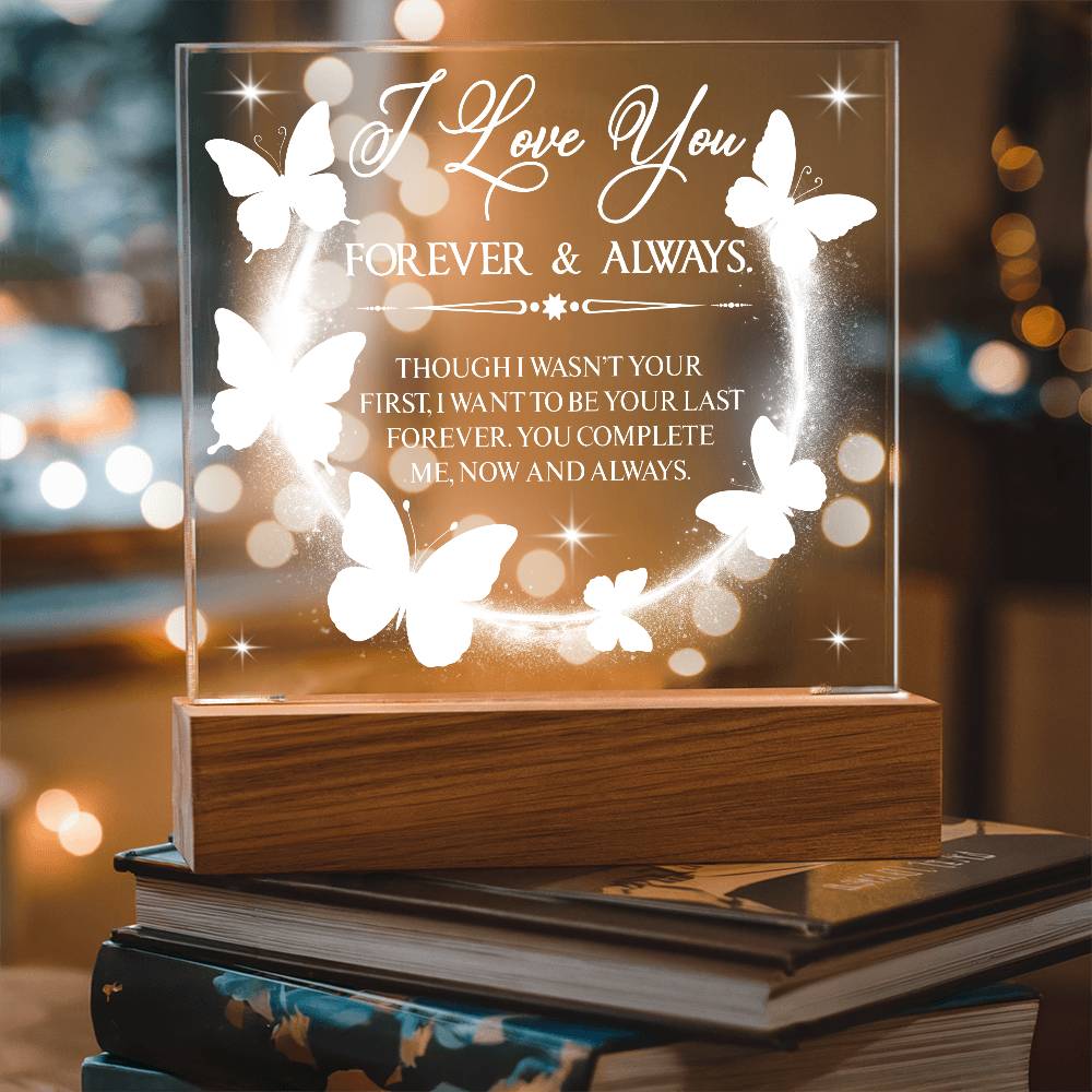 Butterfly Love Printed Square Shaped Acrylic Plaque
