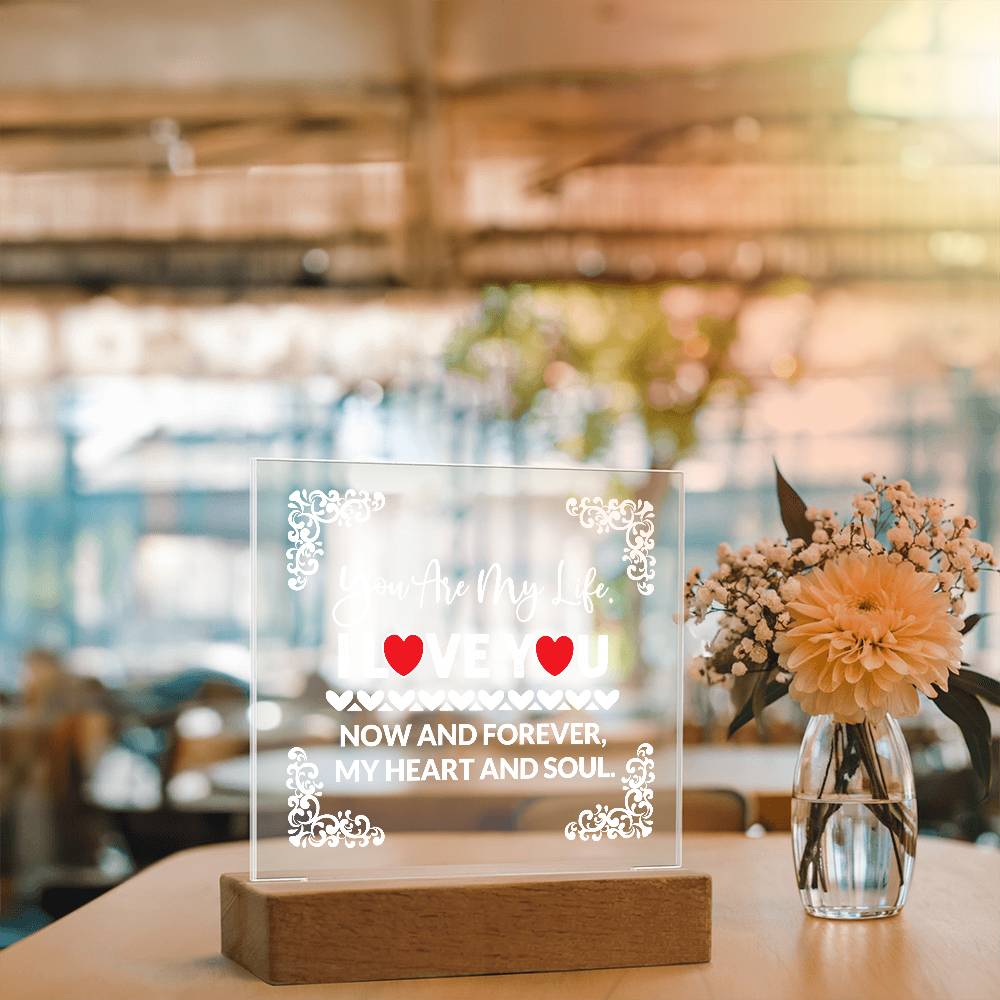 You Are My Life Printed Square Shaped Acrylic Plaque