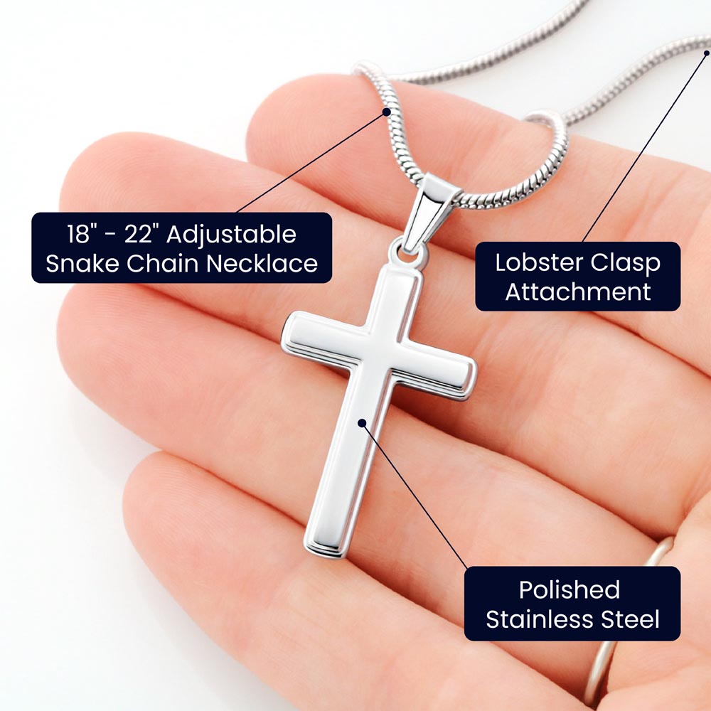 Psalm 68:5 Widows Advocate Artisan Cross Pendant Necklace with Adjustable Snake Chain Silver Tone or Gold Tone
