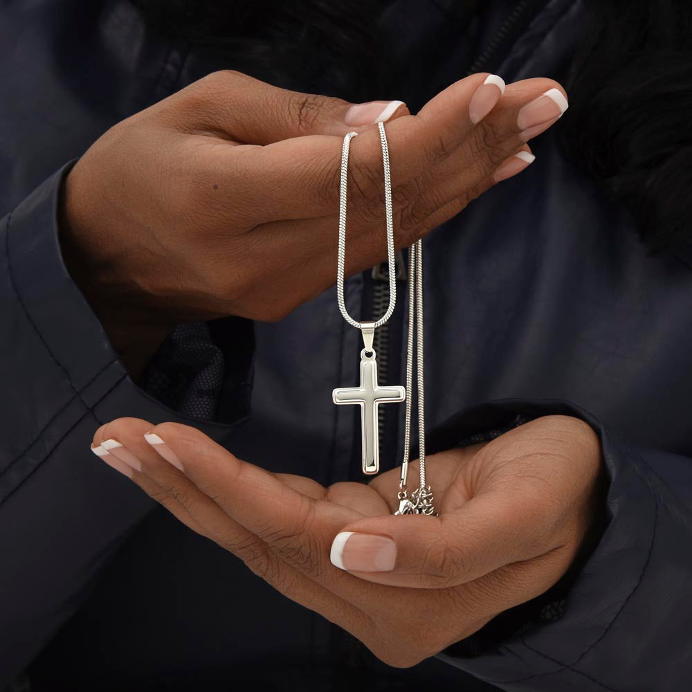 Psalm 68:5 Widows Advocate Artisan Cross Pendant Necklace with Adjustable Snake Chain Silver Tone or Gold Tone