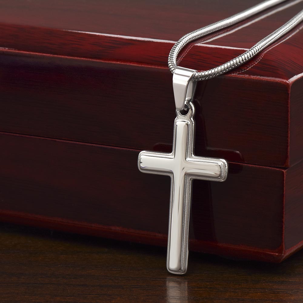 Psalm 68:5 Widows Advocate Artisan Cross Pendant Necklace with Adjustable Snake Chain Silver Tone or Gold Tone