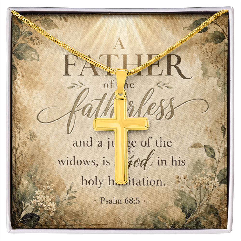 Psalm 68:5 Widows Advocate Artisan Cross Pendant Necklace with Adjustable Snake Chain Silver Tone or Gold Tone