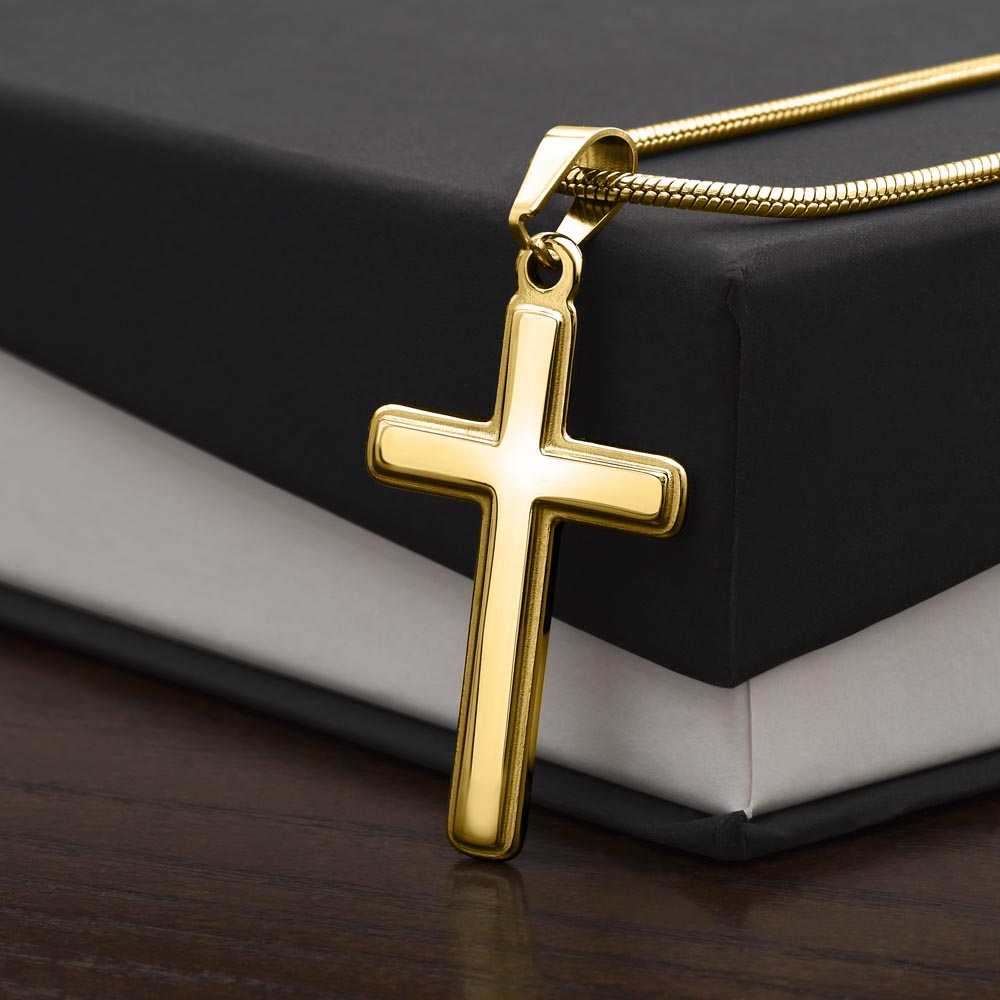 Psalm 68:5 Widows Advocate Artisan Cross Pendant Necklace with Adjustable Snake Chain Silver Tone or Gold Tone