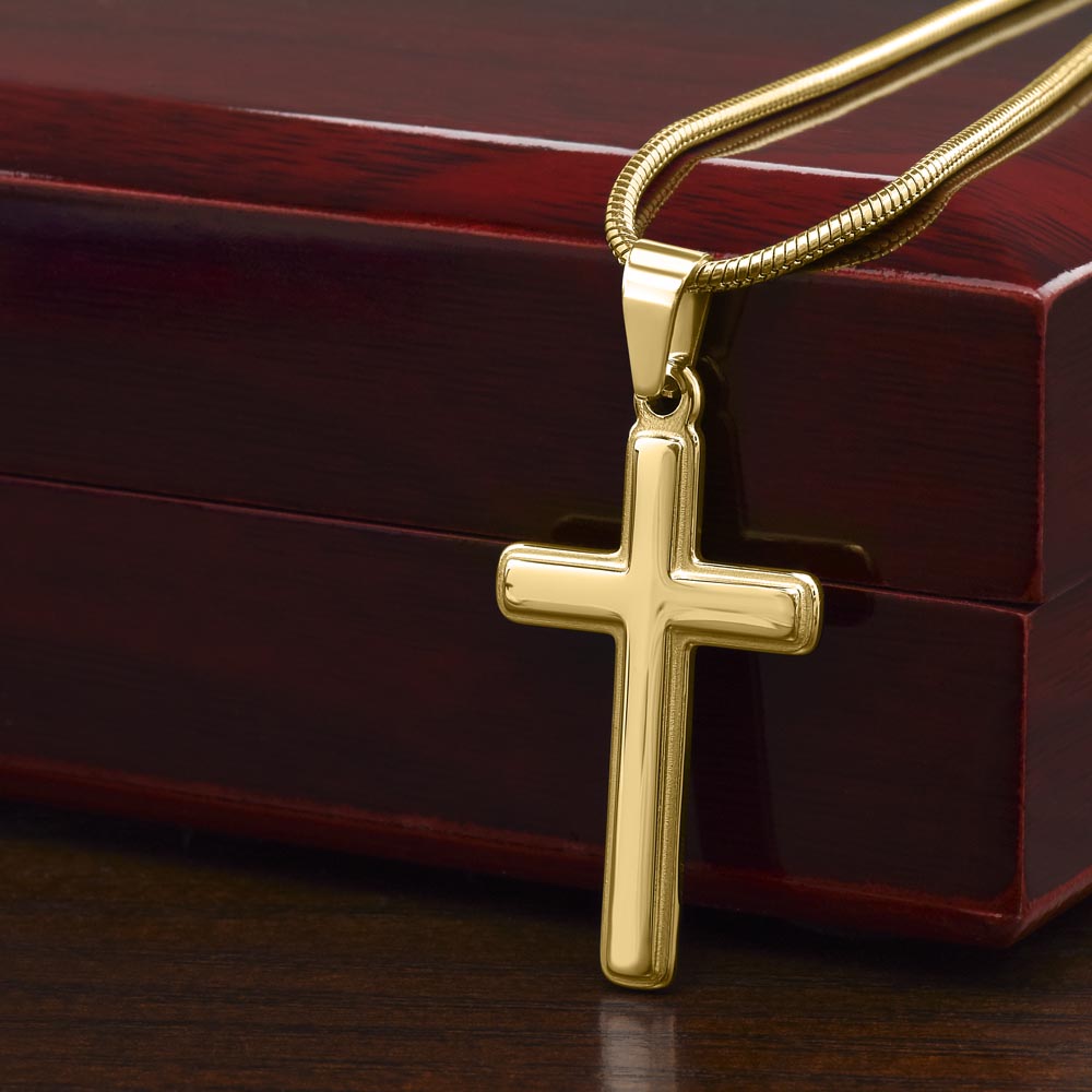 Psalm 68:5 Widows Advocate Artisan Cross Pendant Necklace with Adjustable Snake Chain Silver Tone or Gold Tone