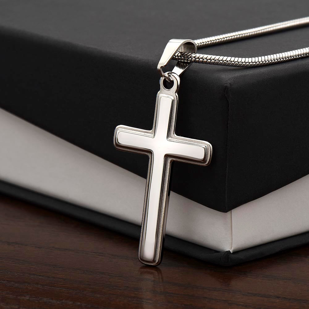 Scripture Card Exodus 14:14 Cross Card Necklace w Stainless Steel Pendant Religious